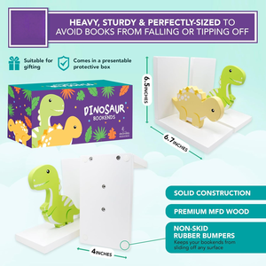 Sujetalibros Decorativos de Dinosaurios <span class=keywords><strong>Stego</strong></span> y Trex para Libros Infantiles, Juego de Madera Decorativa para Habitación de Niños, Cuarto de Bebé, Decoración de Aula - Product Image 3