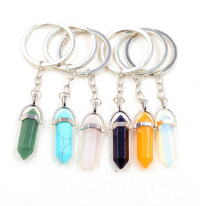 Joyería Moquan, columna hexagonal de piedra de cristal, llavero, colgante, regalo para mujer - Product Image 5