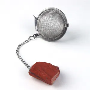 Food Grade 304 Stainless Mesh Tea Strainer Ball, Crystal Healing Stone Gemstone Raw Crystal Tea Infuser Strainer