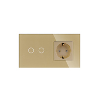 Zigbee Smart Life Support Double panneau de verre 2 gangs 1 Way Smart Phone contrôle vocal prise murale avec commutateur allemand 2 gangs