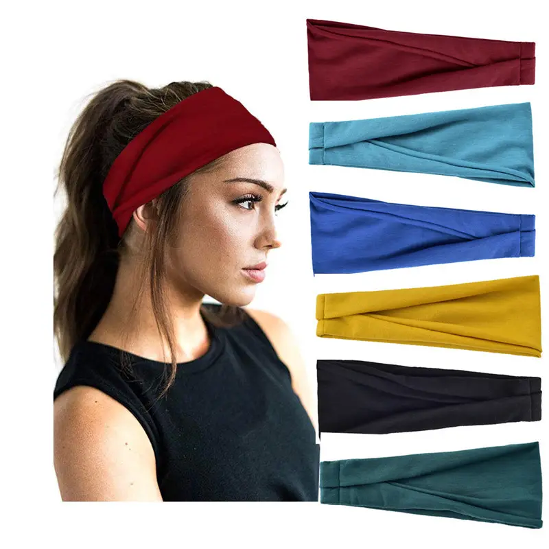 Wholesale Custom Sweat Yoga Workout Run Hair Band Basketball Fitness Sports Elastic Headbands For Women