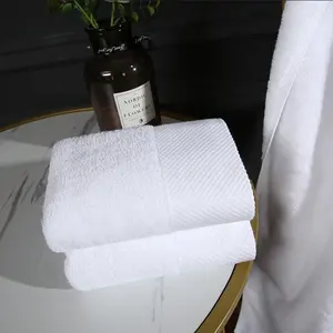 Luxury 5 Star Hotel Towels White Custom Logo Bathroom 100% Cotton Face Hand Bath Hotel Towel Set