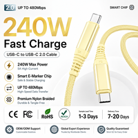 Cable de Carga Rápida USB-C LUNGKAY OEM Lungkai de 240 W y 5 A, Compatible con Computadoras, MacBook, iPhone, CarPlay, Personalizable, con Trenzado de Nailon PD/QC