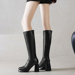 Botas Unisex Clásicas con Cierre de Cremallera, Punta en Cuero PU, Estilo Occidental, Plantilla Ligera de EVA, Tacón Cuadrado, Botines Retro para Baile - Product Image 4