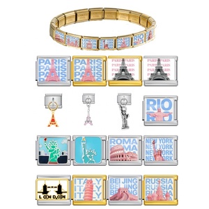 Venta al por mayor de fábrica: Etiquetas en inglés que prohíben la venta de dijes italianos, compatibles con pulseras de acero inoxidable de 9 mm, para hacer joyas DIY para mujeres y hombres. - Product Image 1