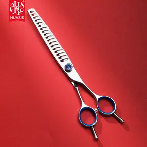 7.0 Inch Huasis Top Quality Jp440C Pet Thinning Scissors For Dog Grooming Fish Bone Tesoura 18 Teeth Animals Hair Cut Salon Supp
