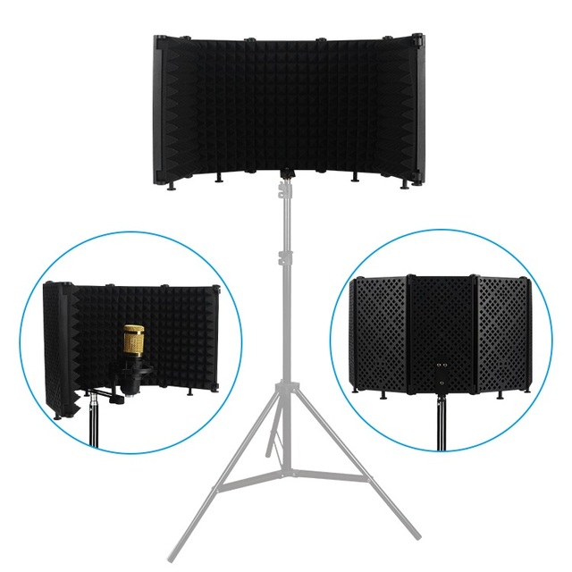 M5 Mic Sound Enclosure,High Density Absorbing Foam Filters Vocals, Foldable Sound Enclosure for Youtube Live Video Mic Recording