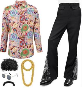 Nuevo Disfraz Disco Inspirado en los 70 para Hombre Adulto, Camisa Brillante de Manga Larga, Pantalones de Campana con Accesorios Completos para Cosplay - Product Image 4