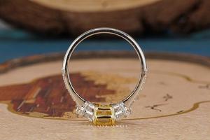 Elegant Radiant Tri <b>Stone</b> Ring With Fancy Yellow Diamond Handmade Jewelry Sparkling Luxury Diamonds Timeless Design Perfect - Product Image 4
