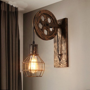 Lámparas de pared de estilo industrial americano, polea retro, jaula de liron para Decoración - Product Image 5