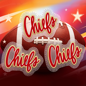 Chiefs Rhinestone Heat Transfer <strong>Large</strong> 11 Inch 3D Puff Glitter Iron on Patches for Football Game Day <strong>Hoodies</strong> - Product Image 2