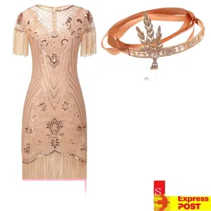Custom styles 16pcs MOQ Ladies 20s 1920s Roaring Flapper Costume Sequin Gatsby Fancy Dress ecoparty vestidos para mujer