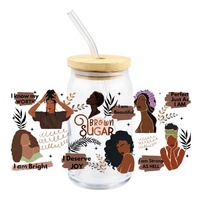 Venta caliente Uv Dtf Stickers Listo para transferencias para 16 20Oz Tazas Botellas Black Girls Impermeable Uv Dtf Cup Wrap Calcomanías