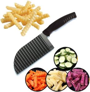 Coupe-frites ondulées - Trancheuse manuelle en acier inoxydable pour frites, couteau à découper les pommes de terre et les carottes - Product Image 1