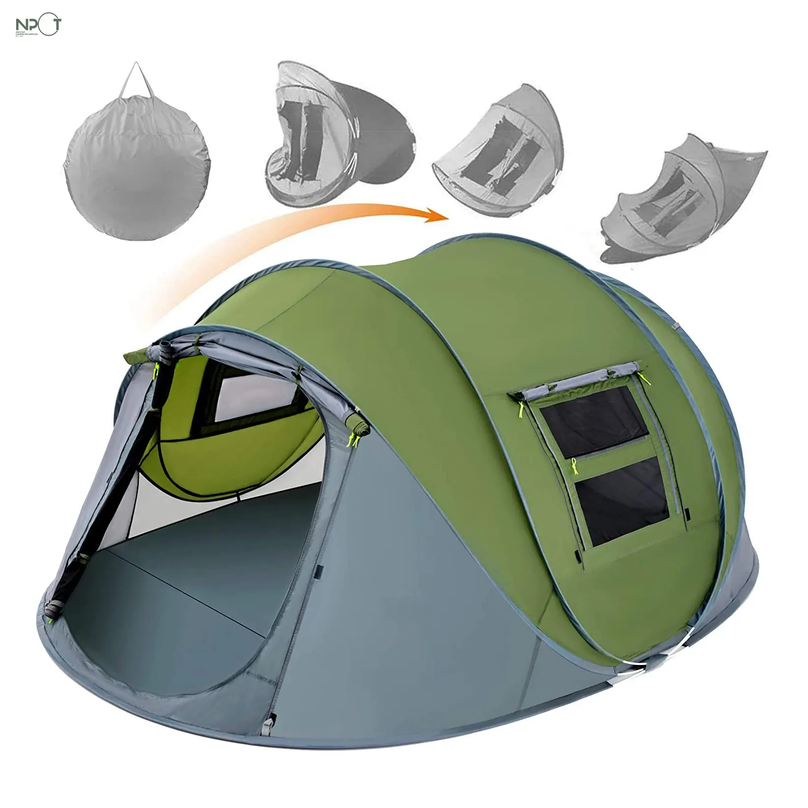 NPOT 4 Person Easy Pop Up Tent Waterproof Automatic Setup 2 Doors-Instant Family Tents for Camping Hiking   Traveling