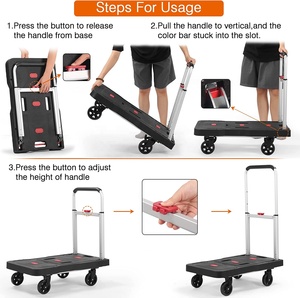 Camión de mano de plataforma de plástico de diseño multiusos de 330 libras, camión de mano plegable de cuatro ruedas de 150kg - Product Image 6