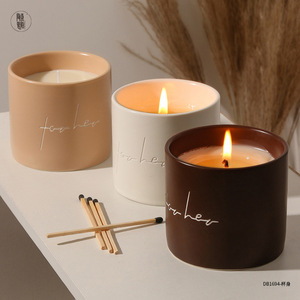 AIKUN Manufacturer Custom Bulk Nordic Carving Ceramic <b>Cup</b> Scented Candle Container for Home Decor Aromatherapy Living Room - Product Image 2