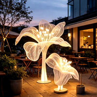 Éclairage de sculpture florale extérieure à grande échelle pour zones scéniques - Lumières paysagères en forme de lys IP65 étanches 3500K Chaud
