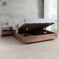 Tempat Tidur Tatami Gaya Log Kayu Solid Murni Minimalis Kamar Tidur Jepang Hotel Homestay Walnut Hitam Dapat Disesuaikan