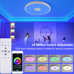 Phòng Ngủ Thông Minh Màu Xanh Điều Khiển Răng Âm Nhạc Đèn 18W Mờ ABS Acrylic Vòng Siêu Mỏng Wifi Ứng Dụng Âm Thanh Tuya <span class=keywords><strong>RGB</strong></span> LED Trần Ánh Sáng - Product Image 2