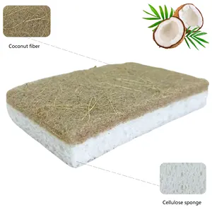 Reusable Kitchen Cleaning Sponge Compostable Coconut Wood Pulp Scratch Proof Scrub Pads