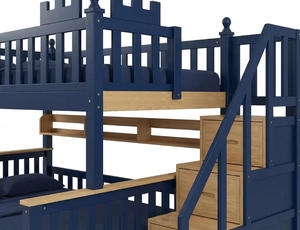 <span class=keywords><strong>Lit</strong></span> superposé design château double sur double avec escalier de rangement et <span class=keywords><strong>lit</strong></span> <span class=keywords><strong>gigogne</strong></span>, <span class=keywords><strong>lit</strong></span> superposé en bois massif pour enfants avec tiroirs et étagères pour garçons - Product Image 5