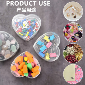Heart Shaped <b>Clear</b> Plastic Storage <b>Box</b> 6Cm Flat Sided For Office Supplies And Candy Decorative Organizers - Product Image 4