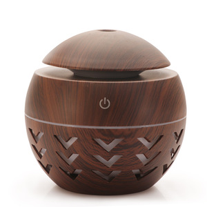 Wood Grain Round Humidifier Mini USB Powered Home Office Desk Night <b>Light</b> 2-8 Hour <b>Timer</b> Less Than 0.5L Capacity - Product Image 2