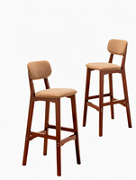 Tabouret de bar moderne en bois massif avec dossier rembourré, chaise de comptoir pour hôtel, salle à manger, maison