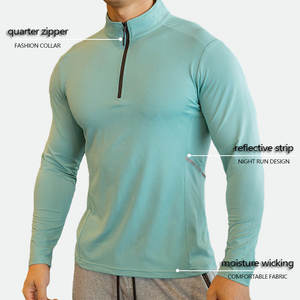 Top séchage rapide course pull hommes à manches longues chemises <span class=keywords><strong>de</strong></span> Compression Gym Fitness Sport cyclisme fermeture éclair hommes respirant T-shirt - Product Image 2
