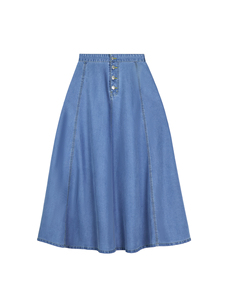 Women's High Waist Mermaid Jeans <b>Skirts</b> <b>Long</b> Custom Denim Button Decoration Slit Solid Pattern High Quality Knitted for <b>Summer</b> - Product Image 3