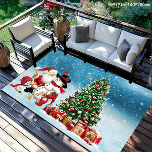 Tapis rectangulaire imprimé Temu Noël 55x79cm, antidérapant, en velours cristal, pour balcon, salon - Product Image 5