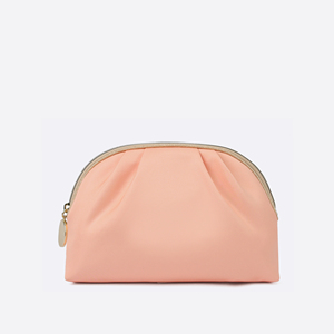 Pleated Satin Dome Cosmetic Bag with Gold-Tone Zipper for Bridesmaid Gifts and Travel Beauty Storage - Product Image 1