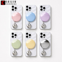 Miroir de maquillage magnétique pour téléphone, étui compact portable avec coussin d'air et pendentif en forme de cœur pour accessoire de smartphone