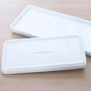 High quality rectangle kitchen sink storage tray bathroom holder white ceramic small vanity tray for perfume cosmetics candle
