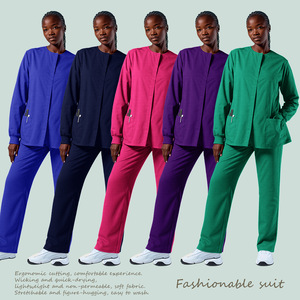 HZMNOI Women's Long Sleeve Casual Jacket Quick Dry Crew Neck For Beauty Salon Lab Medical Use Summer 2023 - Product Image 1