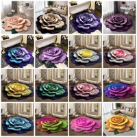 Tapis 3D en velours cristal motif rose, décoration d'intérieur antidérapante, grande surface, tapis de porte économique