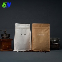 Pochette personnalisée en papier kraft à fond plat, sachets de thé et de café avec valve et fermeture éclair, conception d'emballage de café