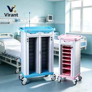 Chariot <span class=keywords><strong>de</strong></span> classement médical VIRANT en acier inoxydable avec tiroirs et roulettes silencieuses pour cliniques et hôpitaux - Product Image 1