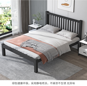 Letto matrimoniale in ferro nordico letto matrimoniale 1.8 metri netti rosso moderno semplice ferro 1.5 letto singolo in ferro rinforzato - Product Image 2