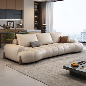 Divano in Vera Pelle Stile Retrò, Pelle Bovina di Prima Qualità, per Piccoli Appartamenti, Soggiorno Moderno e Semplice, Tre Posti in Linea Retta, Stile Italiano - Product Image 1