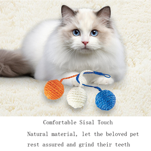 Sisal Hemp <span class=keywords><strong>Cat</strong></span> Toys palline di corda di canapa digrignare denti e artigli appesi fare il suono prendere in giro le palle di gatto - Product Image 4