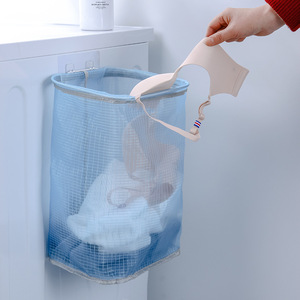 <b>Mesh</b> Laundry <b>Basket</b> Wall Mounted Rectangle Pink And Sky Blue Punch Free <b>Storage</b> Organizer For Clothes Toys - Product Image 3