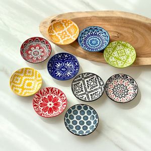 Bohemian Japanese Style Ceramic Round Soy Sauce Dish , <b>Small</b> Plates, Japanese Hotel Cuisine Snack Plates - Product Image 1