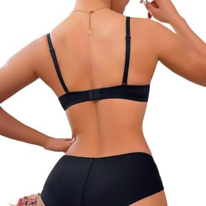 Completo Intimo Sexy in Pizzo Blu Taglie Forti, Reggiseno Floreale Trasparente a Coppa 3/4 e Slip Coordinato, Morbido Completo Intimo da Donna - Product Image 5
