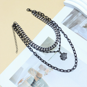 Collar de moda en capas con colgante de telaraña de aleación de zinc negro, accesorio de fiesta para mujer, diseño geométrico multicapa - Product Image 3