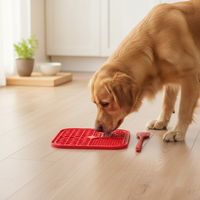 Alas Makan Anjing Kucing Silikon Anti Selip dengan Spatula, Mangkuk Makan Lambat dengan Alas Hisap untuk Kesehatan Anjing dan Kucing