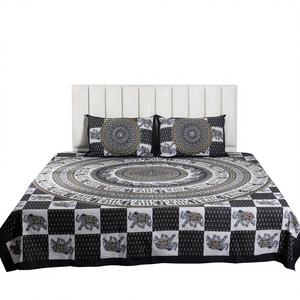 Nouveaux ensembles de housses de couette en coton noir royal à imprimé animalier indo-occidental 300 fils/pouce² écologiques avec 2 taies d'oreiller – Prix de gros - Product Image 1