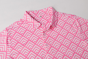<b>Men's</b> Printed Golf <b>Shirt</b> <b>Pink</b> Geometric Design Short Sleeve <b>Polo</b> <b>for</b> Golf Club Tournament and Team Events - Product Image 4