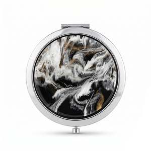 Round Silver Metal Compact <b>Mirror</b> Push Button Open Marble Tortoiseshell <b>Acrylic</b> Sheet Double-Sided HD Glass Mini Pocket <b>Mirror</b> - Product Image 3